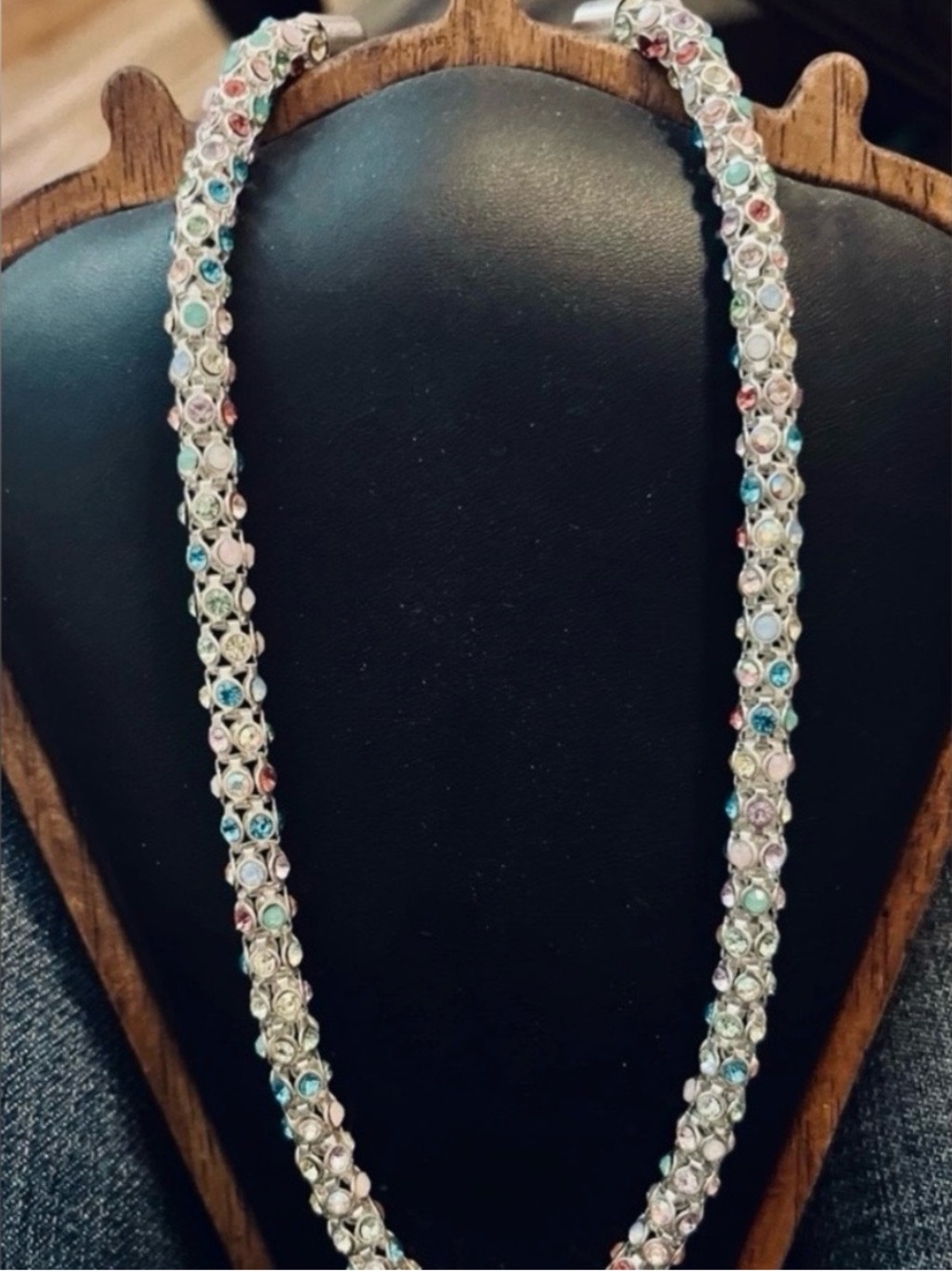 Swarovski Silver Tennis Necklace with Multicolor Crystals
